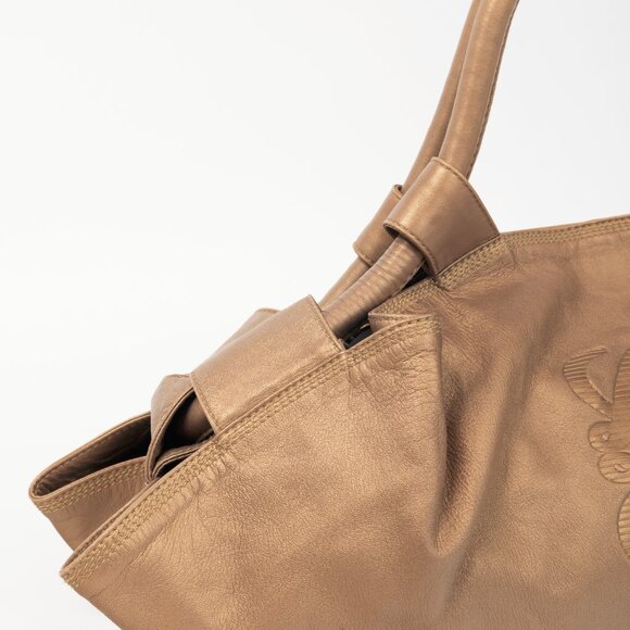 Loewe Nappa Aire Metallic Gold Sheep Skin Anagram Handbag - Picture 7 of 12